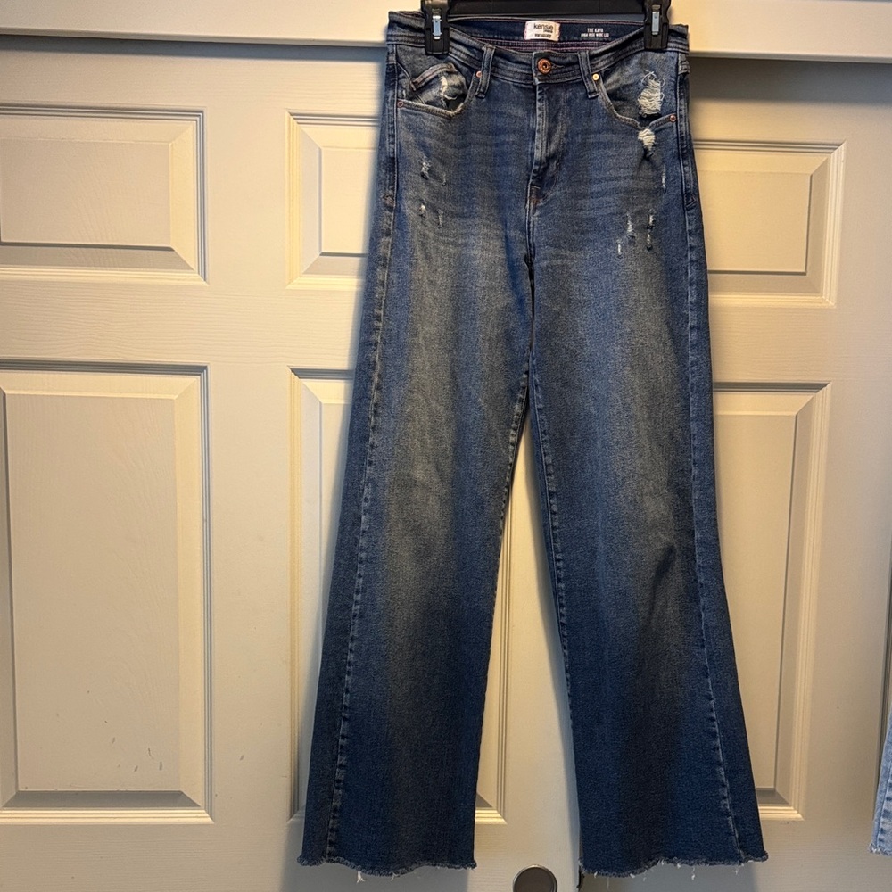 Kenzie Kaya Distressed Wide Leg Jeans